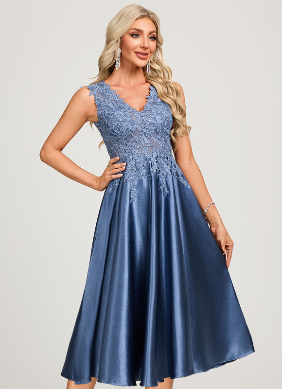 Robe Chic Satin Bleu Ciel - gallery 2