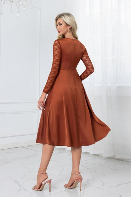 Robe Chic Midi Rouille Élégante - gallery 2