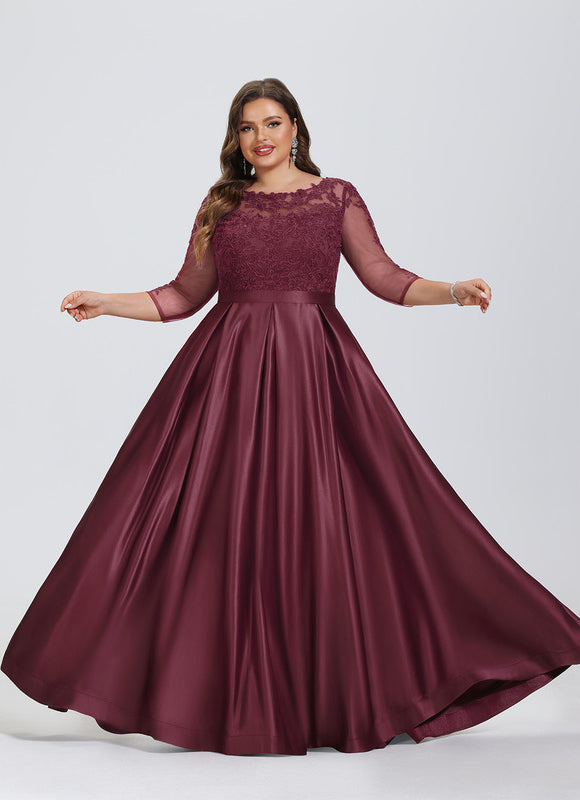 Robe Chic Satin Bordeaux Élégant - gallery 6