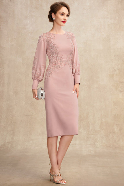 Robe Chic Rose Poudré Élégante Avec Dentelle - gallery 1