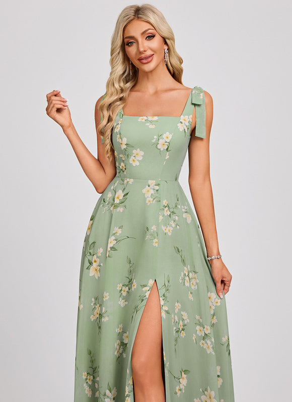 Robe Chic Longue Verte Élégante - gallery 4