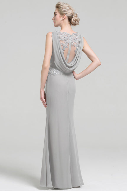 Robe Chic Gris Satiné Élégant - gallery 1