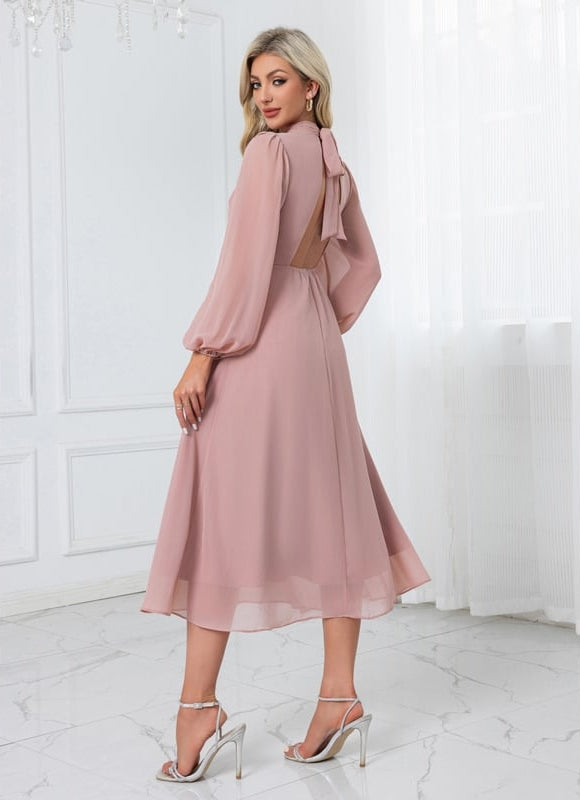 Robe Chic Midi Rose Fluide - gallery 4