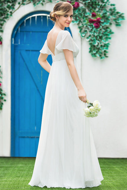 Robe Chic Blanche Mousseline Plissée - gallery 5