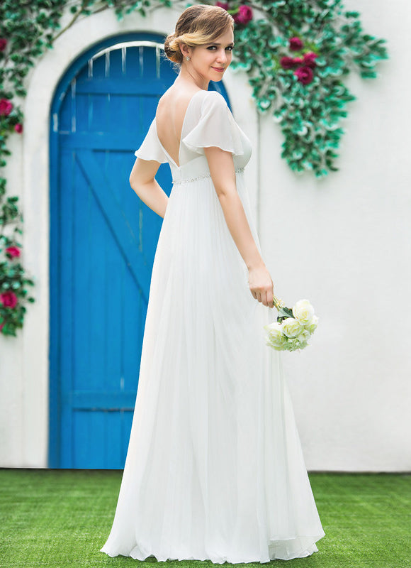 Robe Chic Blanche Mousseline Plissée - gallery 5
