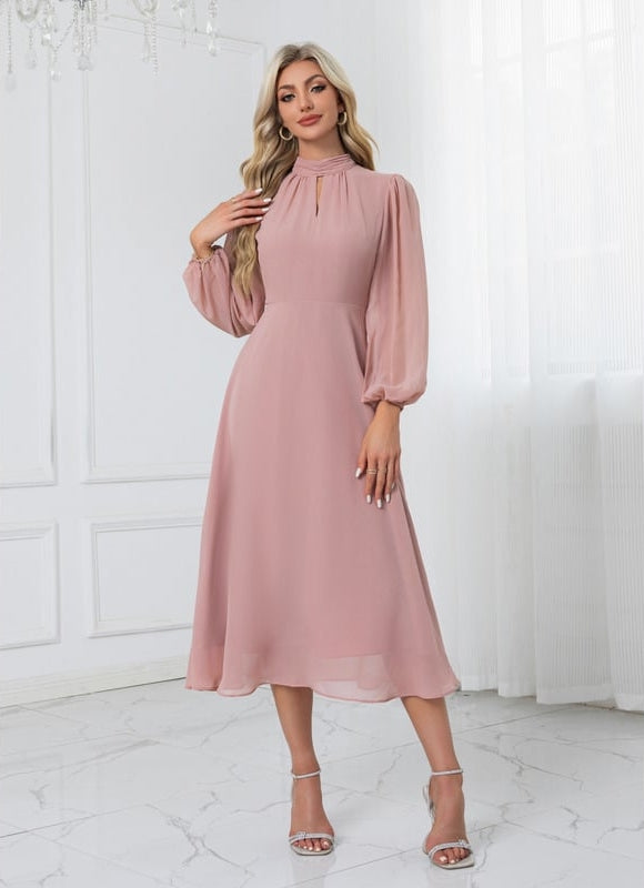 Robe Chic Midi Rose Fluide - gallery 2