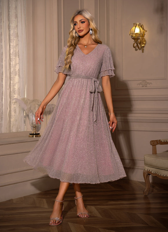 Robe Chic Tulle Rose Midi