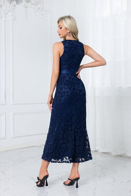 Robe Chic Dentelle Marine Élégante - gallery 2