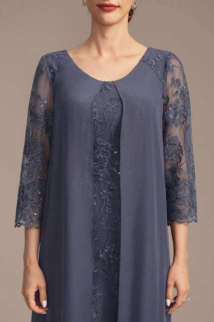 Robe Chic Bleu Nuit Dentelle Paillettes - gallery 7