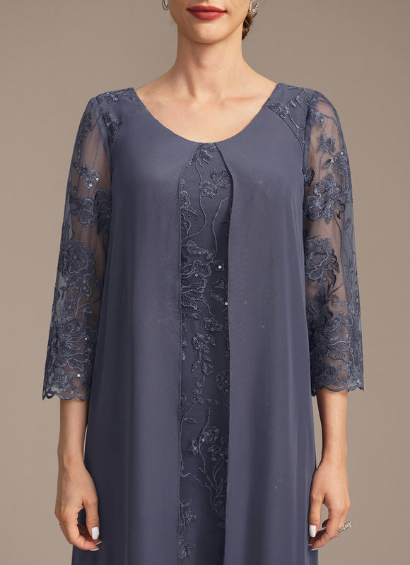 Robe Chic Bleu Nuit Dentelle Paillettes - gallery 7