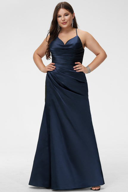 Robe Chic Bleu Nuit Satin Longueur Maxi - gallery 6