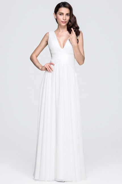Robe Chic Blanche Mousseline Plissée - gallery 2