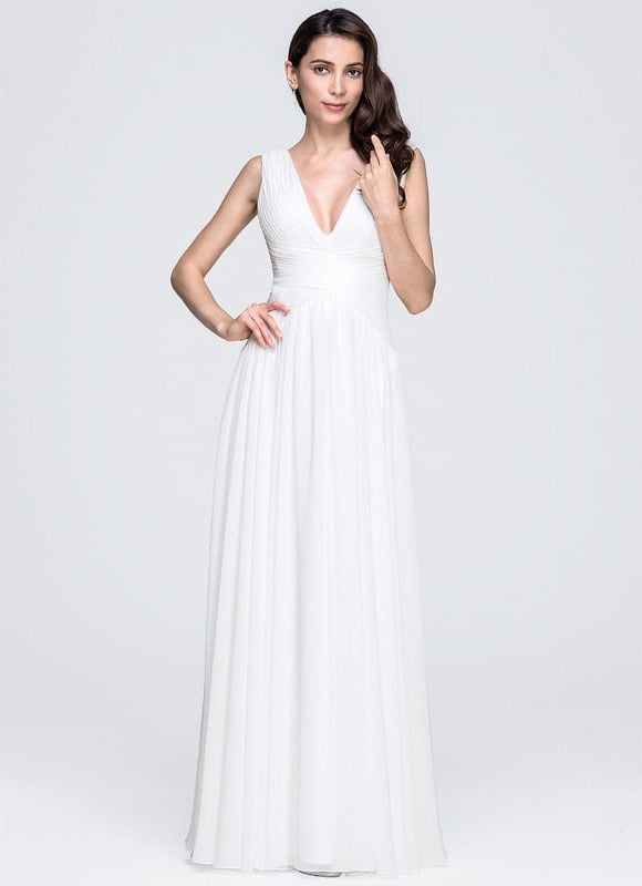 Robe Chic Blanche Mousseline Plissée - gallery 2