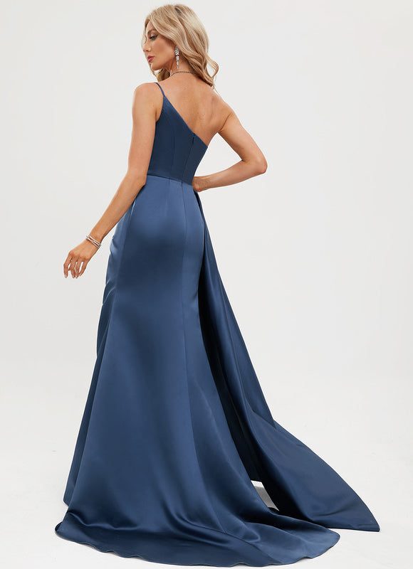 Robe Chic Satin Bleu Élancé - gallery 7