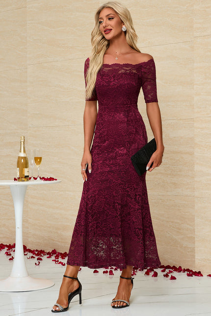 Robe Chic Bordeaux Dentelle Maxi - gallery 3