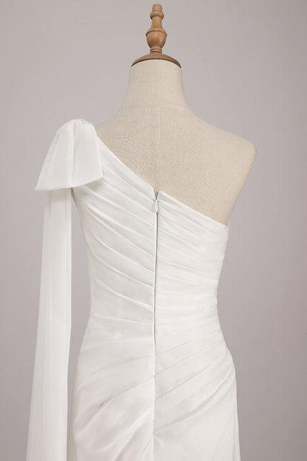 Robe Chic Blanche Asymétrique Avec Traîne - gallery 6
