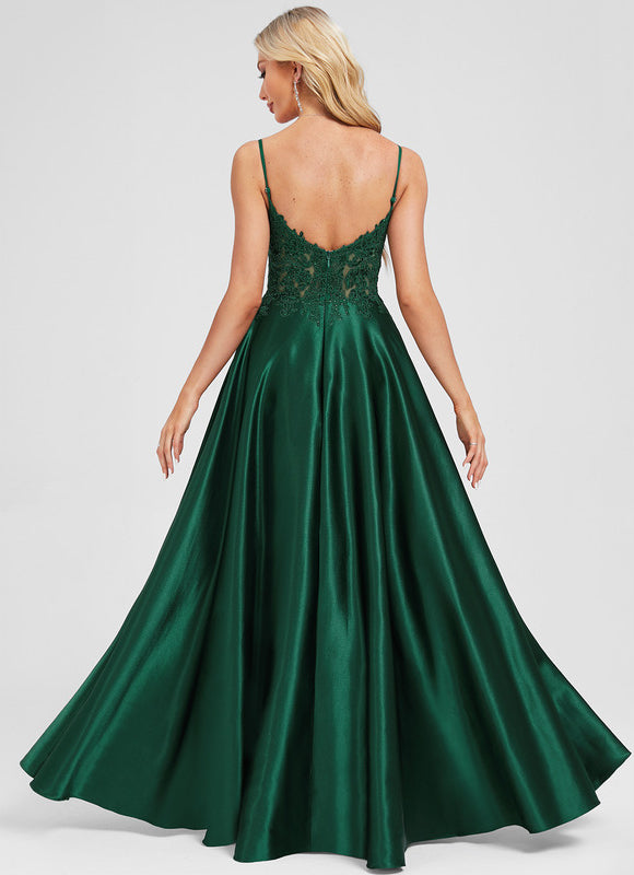 Robe Chic Élégance Satinée Émeraude - gallery 2