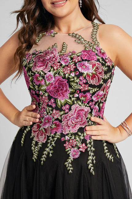 Robe Chic Noire Avec Fleurs Brodées - gallery 5