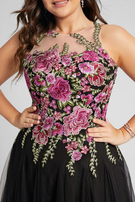 Robe Chic Noire Avec Fleurs Brodées - gallery 5