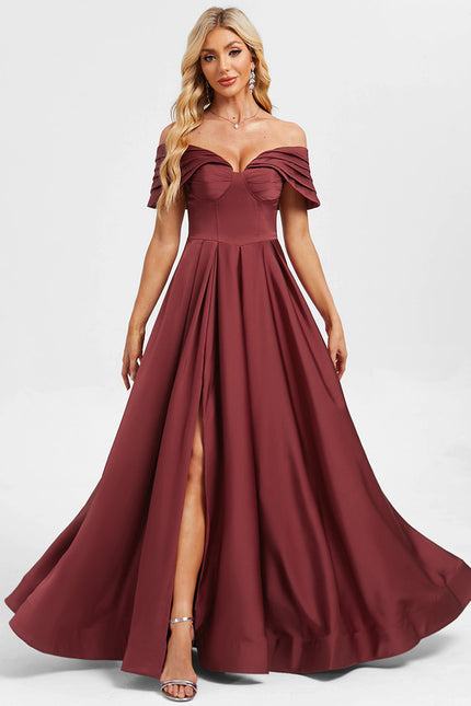 Robe Chic Bordeaux Décolleté Épaule Dénudée