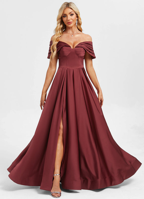 Robe Chic Bordeaux Décolleté Épaule Dénudée