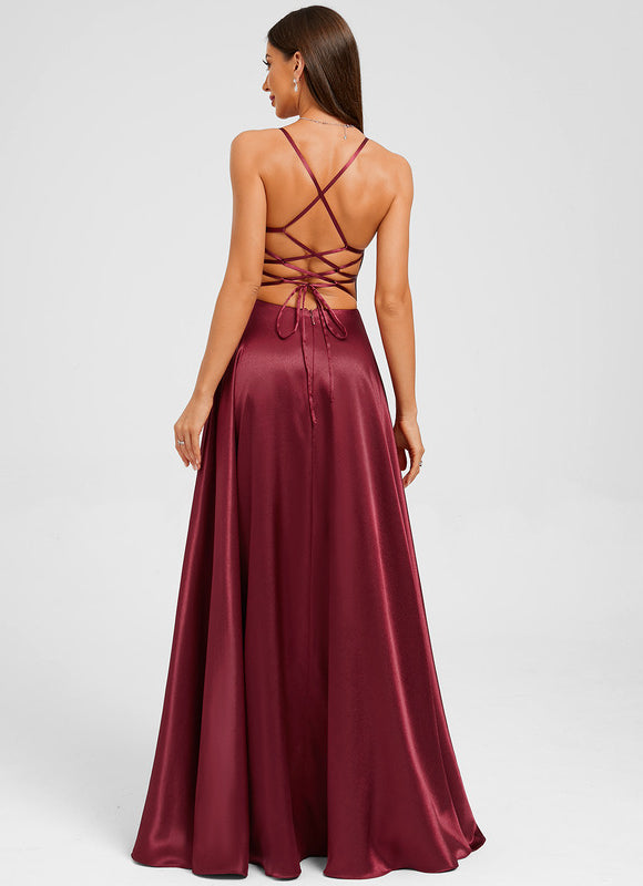 Robe Chic Satin Bleue Élégante - gallery 3