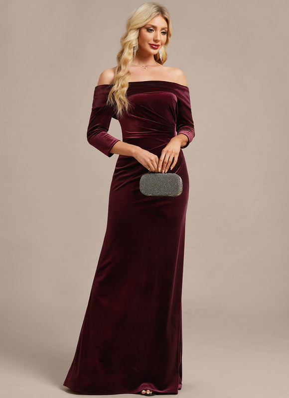 Robe Chic Velours Prune Élégante - gallery 5