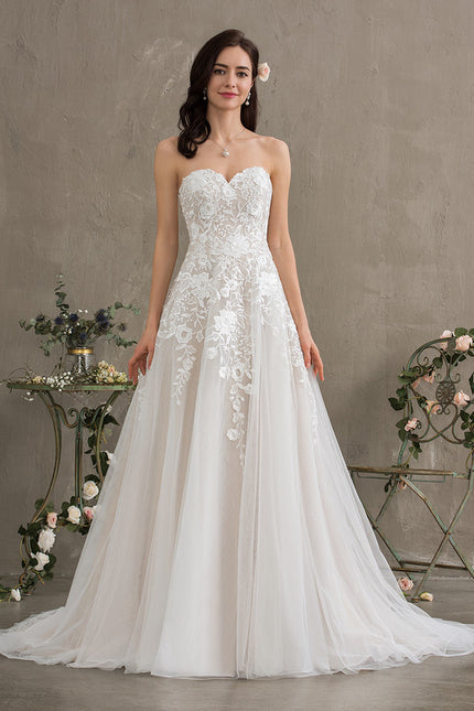 Robe Chic Blanc Élégant Avec Traîne - gallery 3