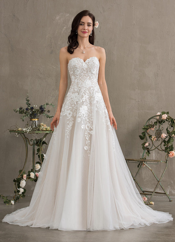 Robe Chic Blanc Élégant Avec Traîne - gallery 3