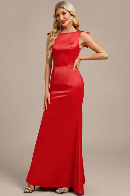 Robe Chic Satin Rouge Élégant - gallery 2