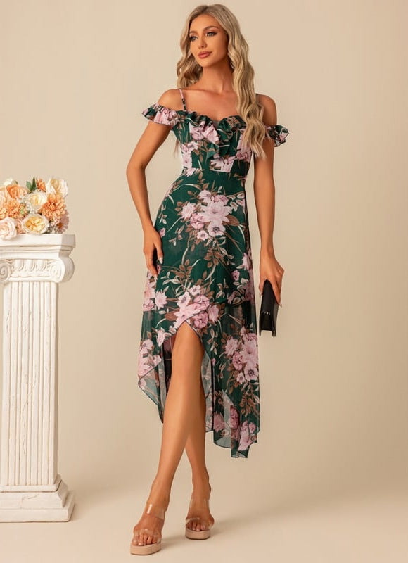 Robe Chic Fleurie Émeraude - gallery 2
