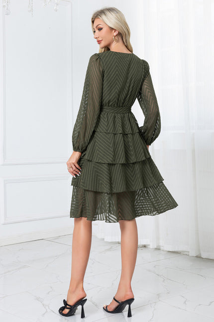 Robe Chic Volants Bordeaux - gallery 1
