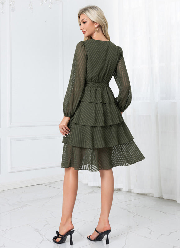 Robe Chic Volants Bordeaux - gallery 1
