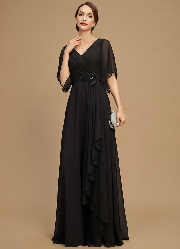 Robe Chic Noire Mousseline À Volants - gallery 1