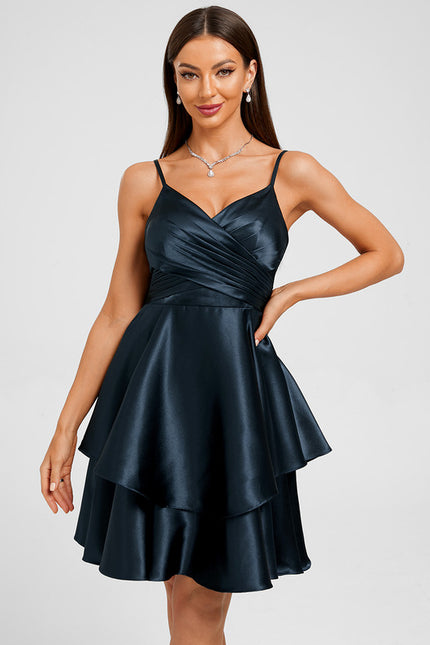 Robe Chic Satin Bleu Vif