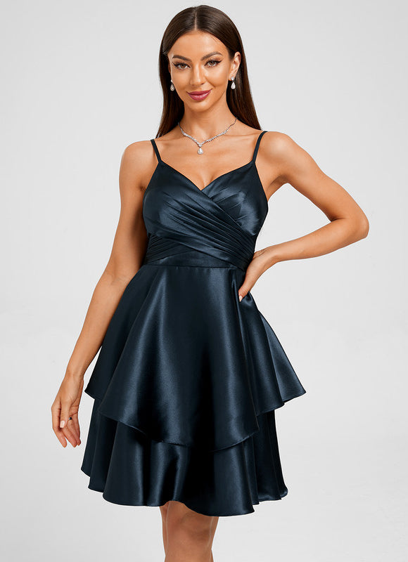 Robe Chic Satin Bleu Vif