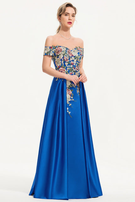 Robe Chic Bleu Floral Satiné - gallery 1
