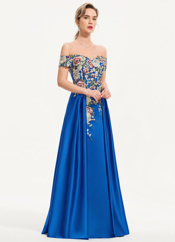 Robe Chic Bleu Floral Satiné - gallery 1