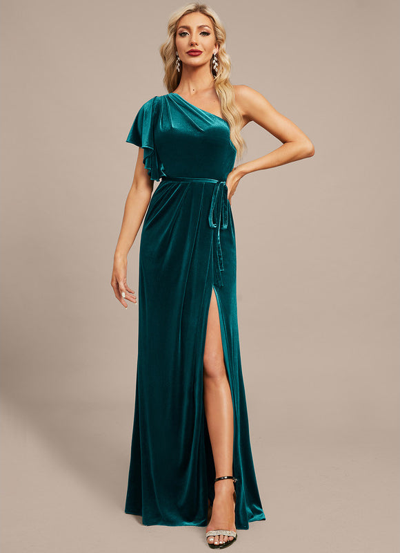 Robe Chic Velours Émeraude - gallery 2