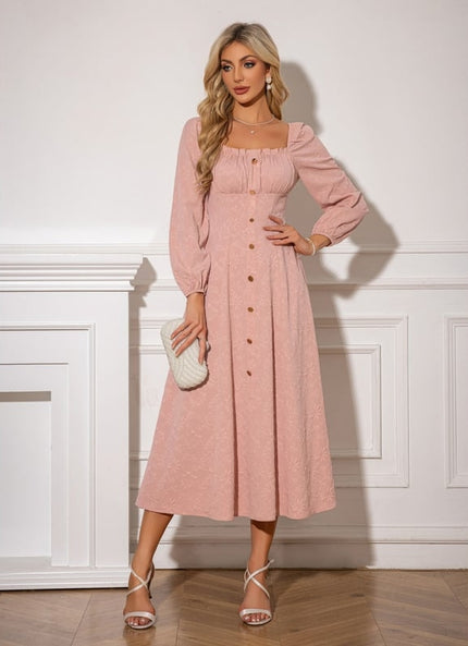 Robe Chic Midi Rose Boutonnière