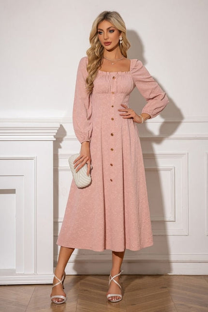 Robe Chic Midi Rose Boutonnière