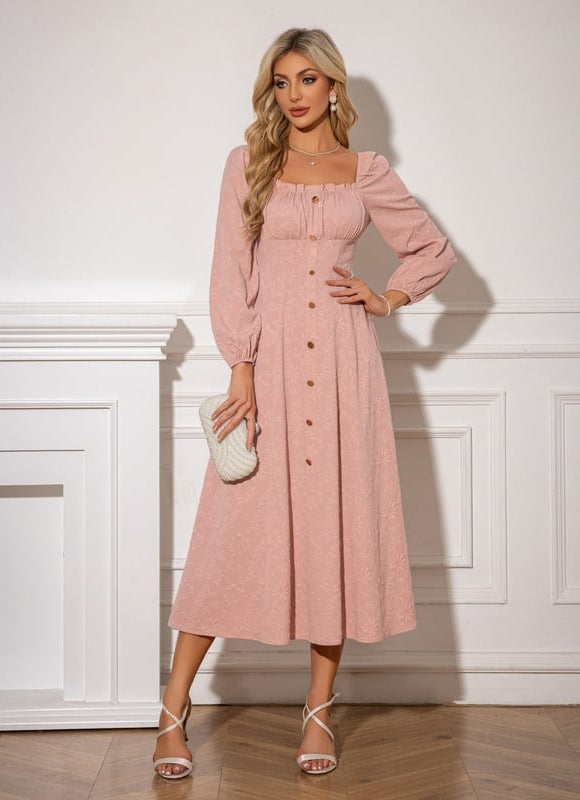 Robe Chic Midi Rose Boutonnière