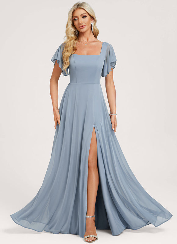 Robe Chic Bleu Clair Longueur Ras Du Sol