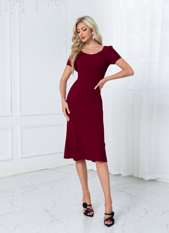 Robe Chic Bordeaux Ajustée - gallery 5