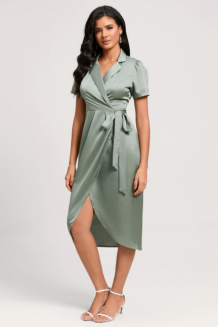 Robe Chic Satin Vert Élégant