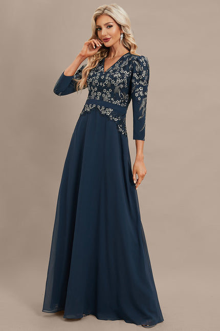 Robe Chic Longue Marine Élégante - gallery 2