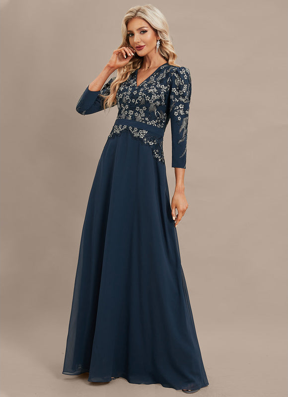 Robe Chic Longue Marine Élégante - gallery 2