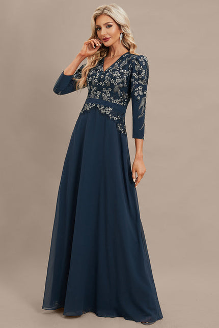 Robe Chic Longue Marine Élégante - gallery 2