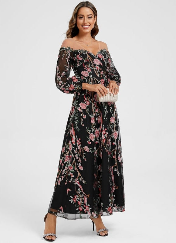 Robe Chic Noire Florale - gallery 1