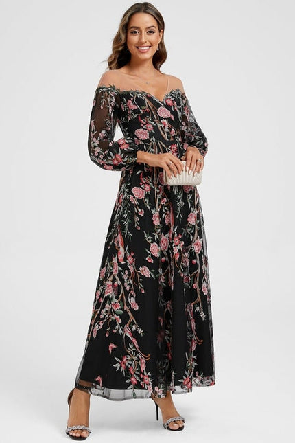 Robe Chic Noire Florale - gallery 1
